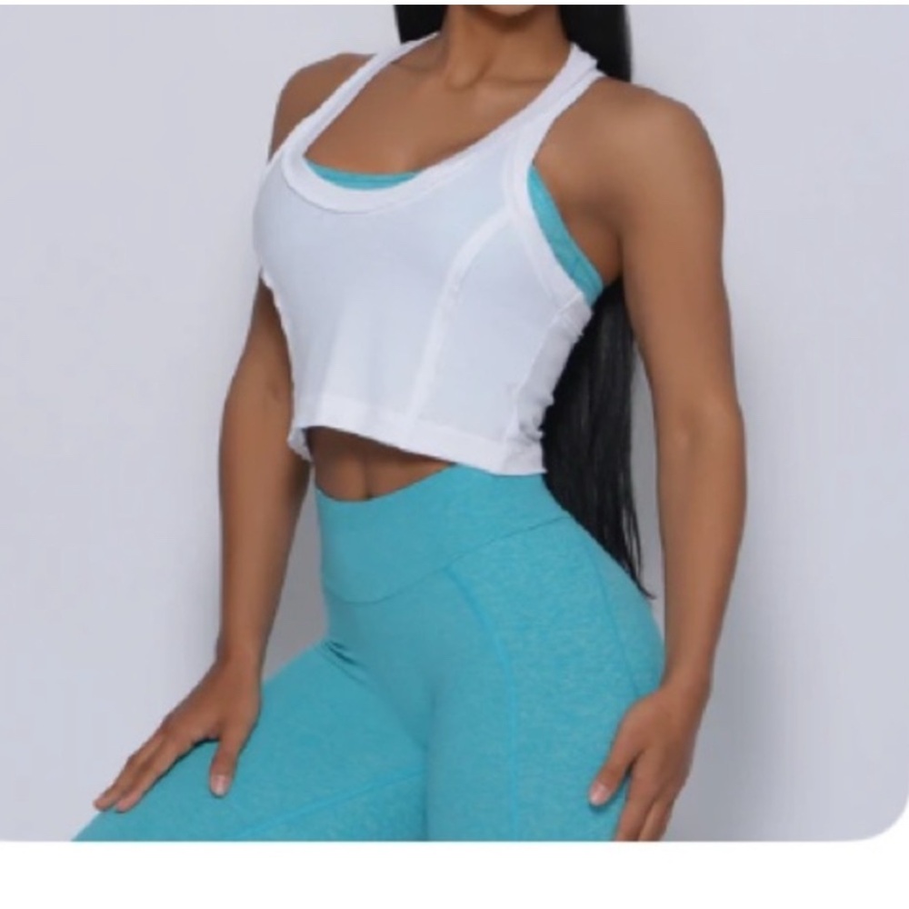 Bombshell Sportswear White Sleeveless Crop Tank Top